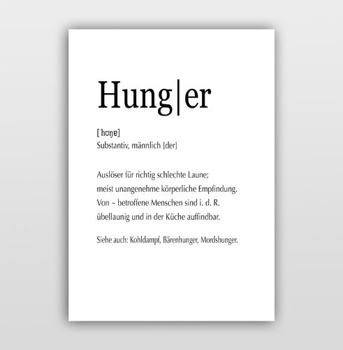 Poster Kalligrafie "Definition Hunger"