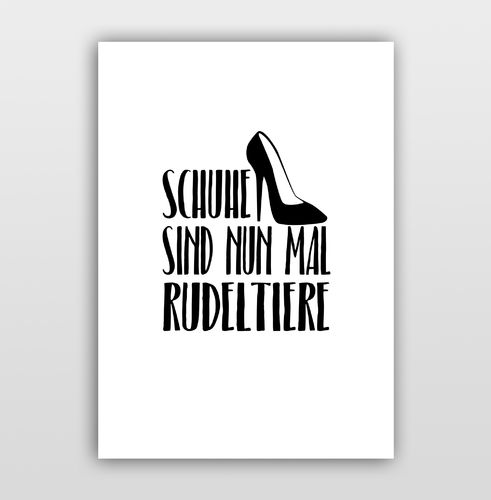 Poster Kalligrafie mit Spruch "Schuhe sind nun mal Rudeltiere"