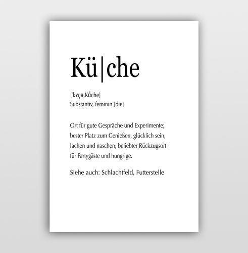 Poster Kalligrafie "Definition Küche"