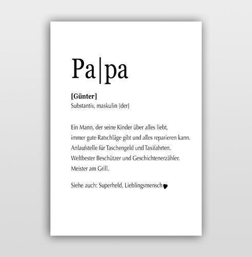 Poster Kalligrafie "Definition Papa"