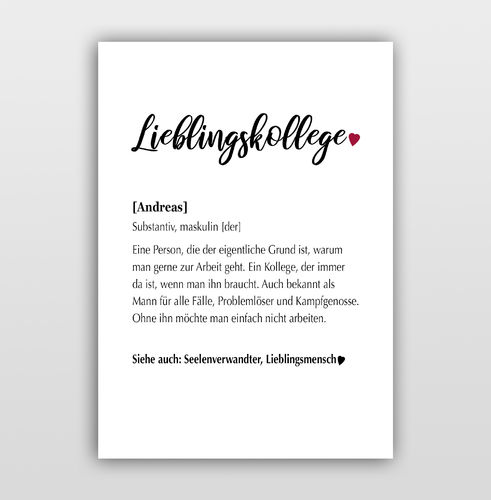 Poster Kalligrafie "Definition Lieblingskollege"