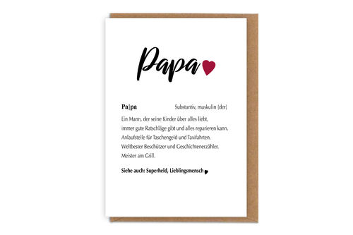 ♥ Karte Definition Papa mit Umschlag  | Geschenkidee für Papa ♥