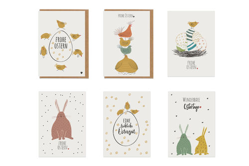 ♥ Karten-Set Ostern | 4 Postkarten und 2 Klappkarten ♥