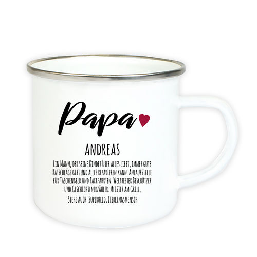 Personalisierte Emaille Tasse "Definition Papa"